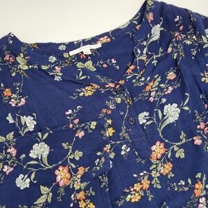 Fun 2 Fun Blouse W 2X Floral Relaxed Blue Pink Boho Casual Comfort‎ Career